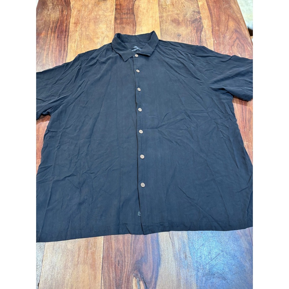 TOMMY BAHAMA button down shirt mens XXXL Plus black silk jacquard palm leaf TB93
